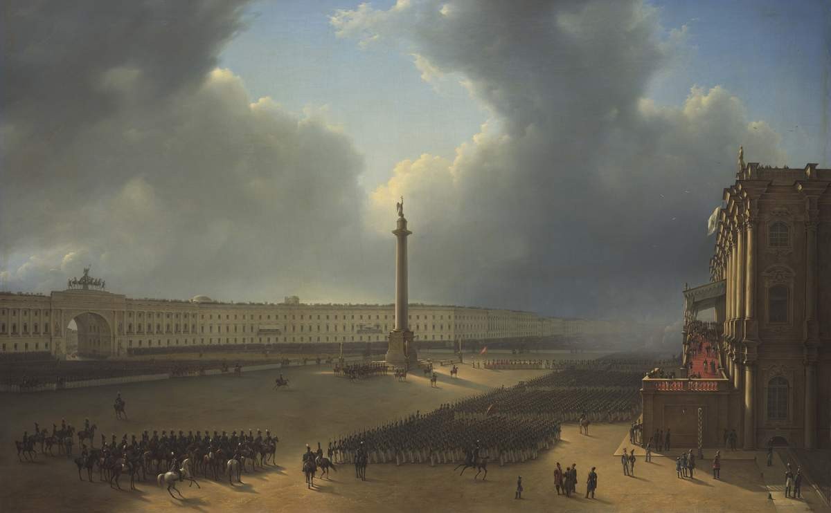 Парад на Дворцовой площади, Grigory Chernetsov, 1839