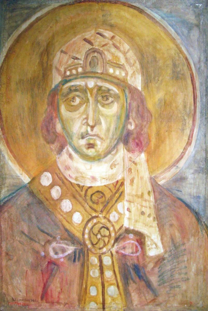 Святая Варвара. Роспись церкви Спаса Преображения на Нередице, Толмачевская Н. И., 1199 (копия фрески - 1918)