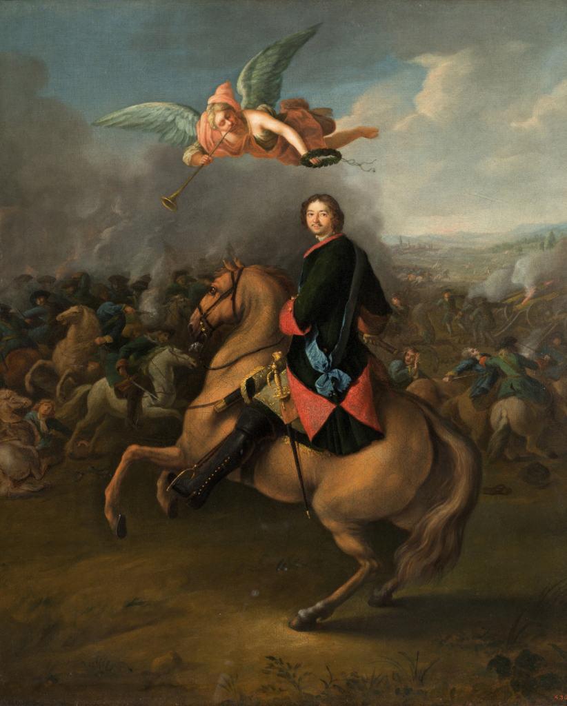 Петр I в Полтавской битве, Johann Gottfried Tannauer, 1724 (1725?)