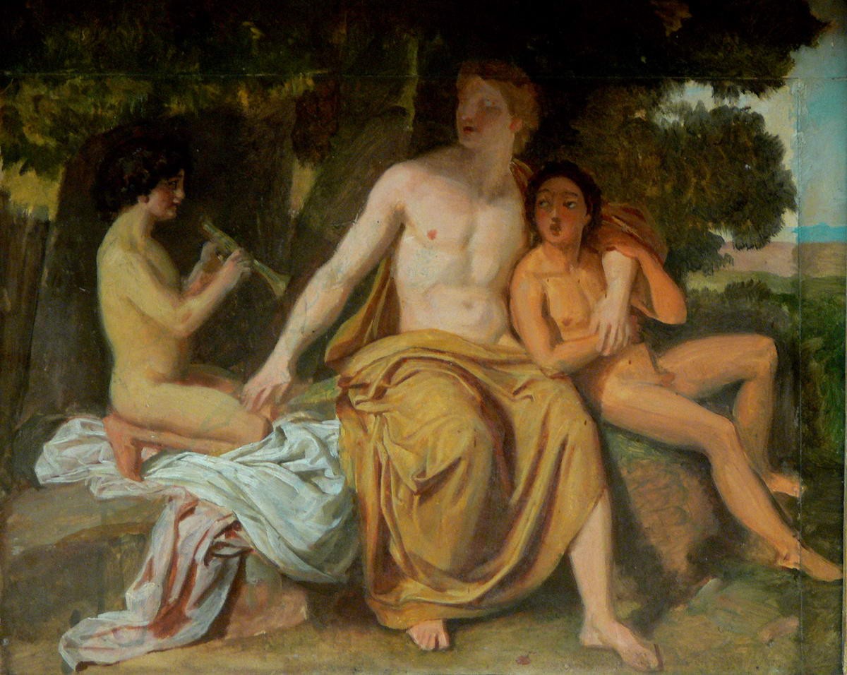 Аполлон, Гиацинт и Кипарис, занимающиеся музыкой и пением, Alexander Ivanov, 1831