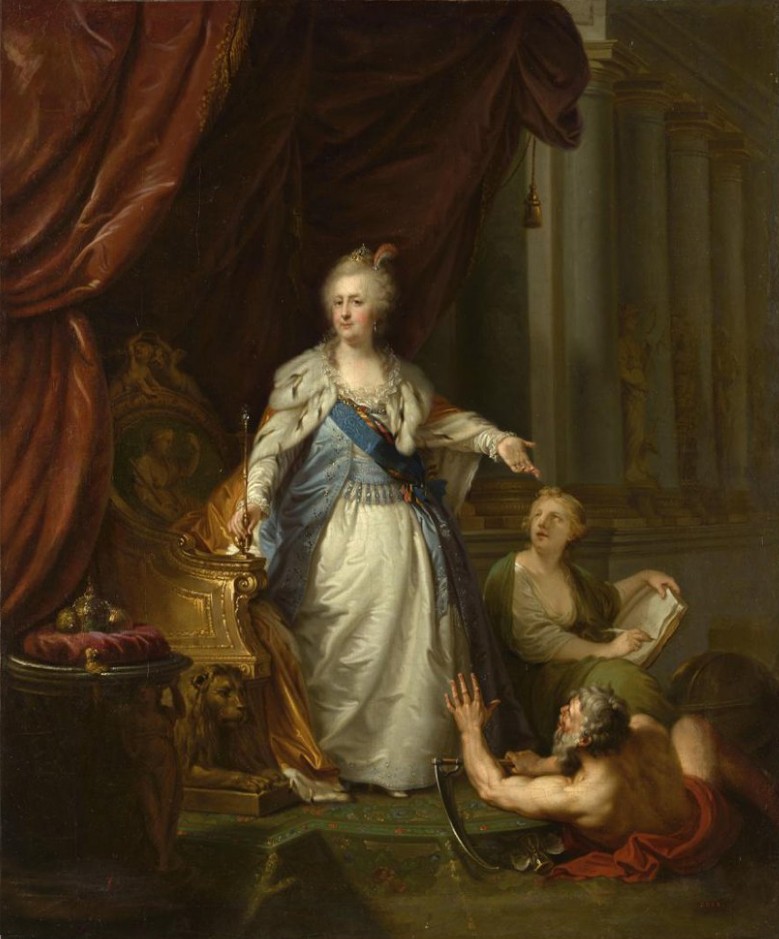 Портрет императрицы Екатерины II с аллегорическими фигурами Сатурна и Истории, Johann Baptist von Lampi the Elder, no later than 1793