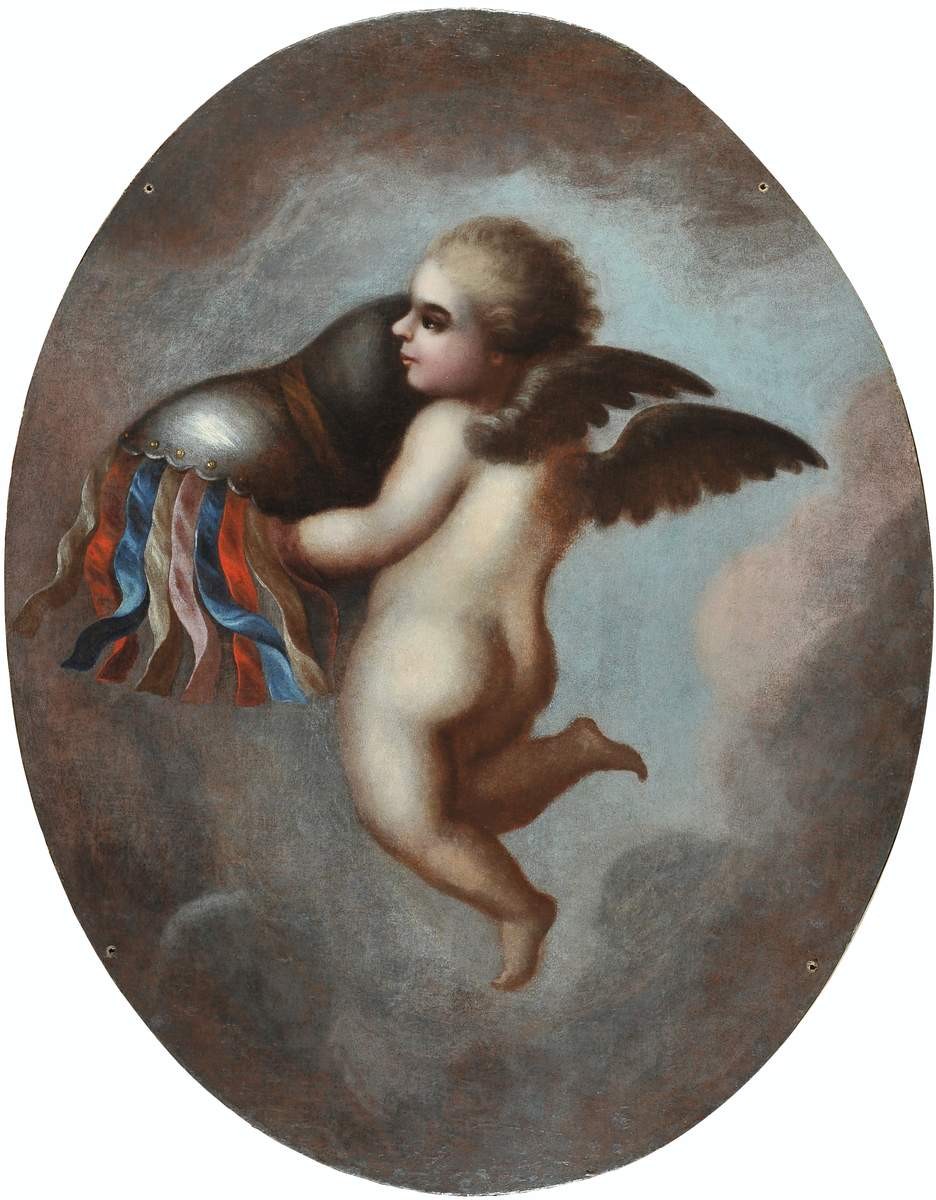 Плафон овальный «Амур, несущий латы», early 18th century
