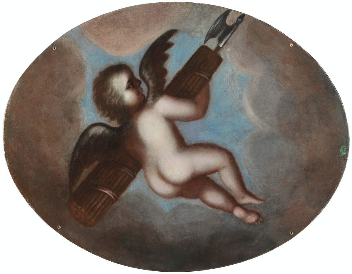 Плафон овальный «Амур, несущий ликторские связки», early 18th century