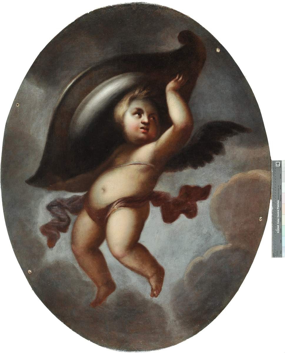 Плафон овальный «Амур, несущий щит», early 18th century