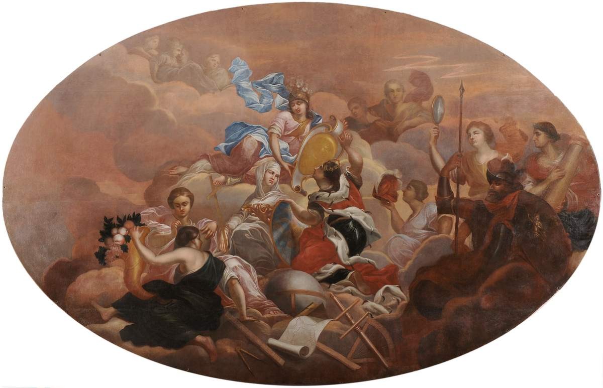 Плафон овальный «Триумф Петра I», early 18th century