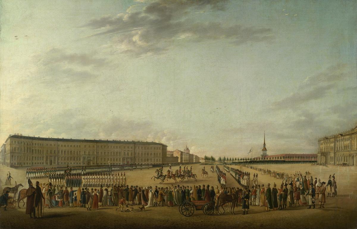 Развод караула на Дворцовой площади, Johann Georg Mayr, between 1796 and 1803 (?)