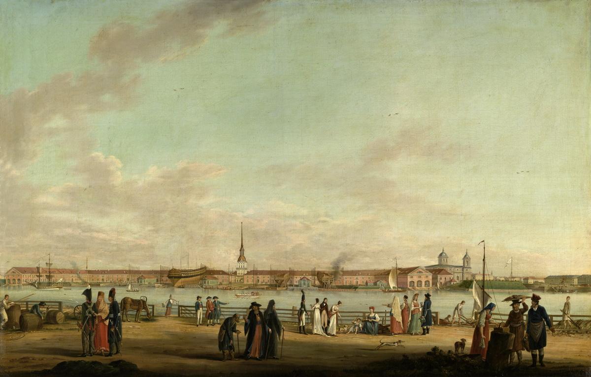 Вид на Адмиралтейство с набережной Васильевского острова, Johann Georg Mayr, between 1796 and 1803 (?)