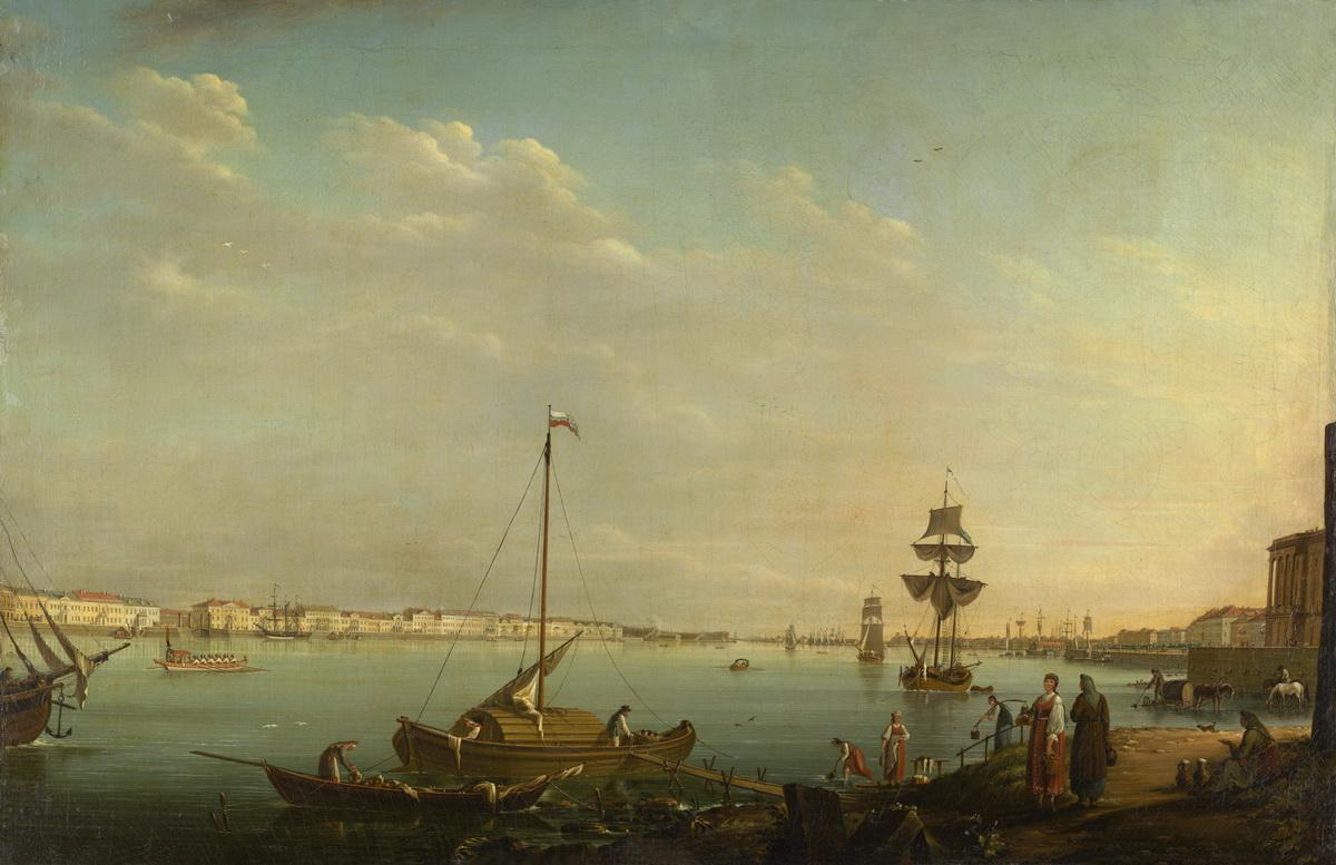 Вид на Английскую набережную с Васильевского острова, Johann Georg Mayr, 1801