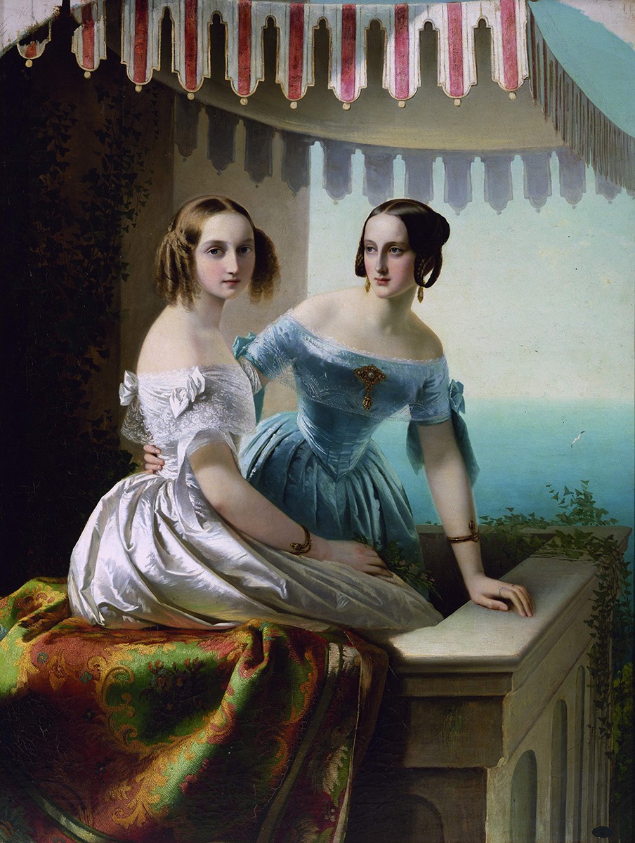 Портрет великих княжон Марии Николаевны и Ольги Николаевны, Carl Timoleon von Neff, 1838