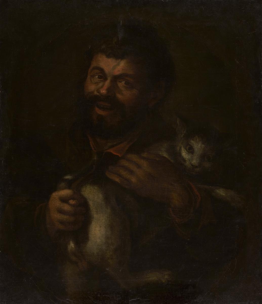 Мужчина с котом, early 18th century