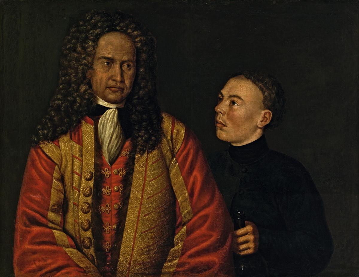 Портрет А. Н. Ленина с калмыком, early 18th century. no later than 1707