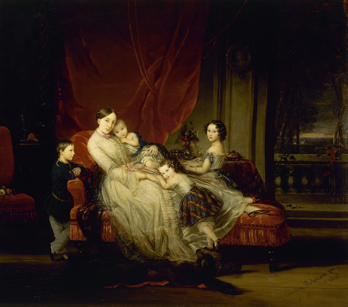 Портрет великой княгини Марии Николаевны с детьми, Robertson Khristina, 1849
