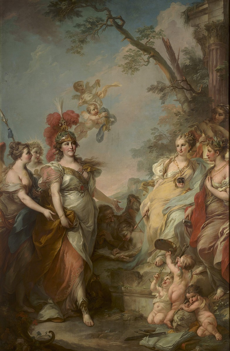 Екатерина II в образе Минервы, покровительницы искусств, Stefano Torelli, 1770