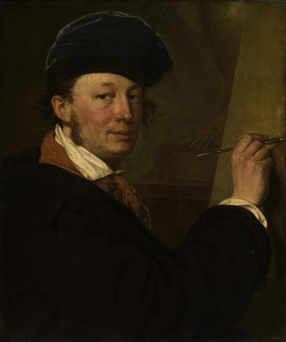 Автопортрет в бархатном берете, с рейсфедером, Alexander Varnek, 1810s
