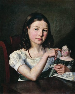 Portrait of Alexandra Tomilova in Childhood with a Doll in her Hand