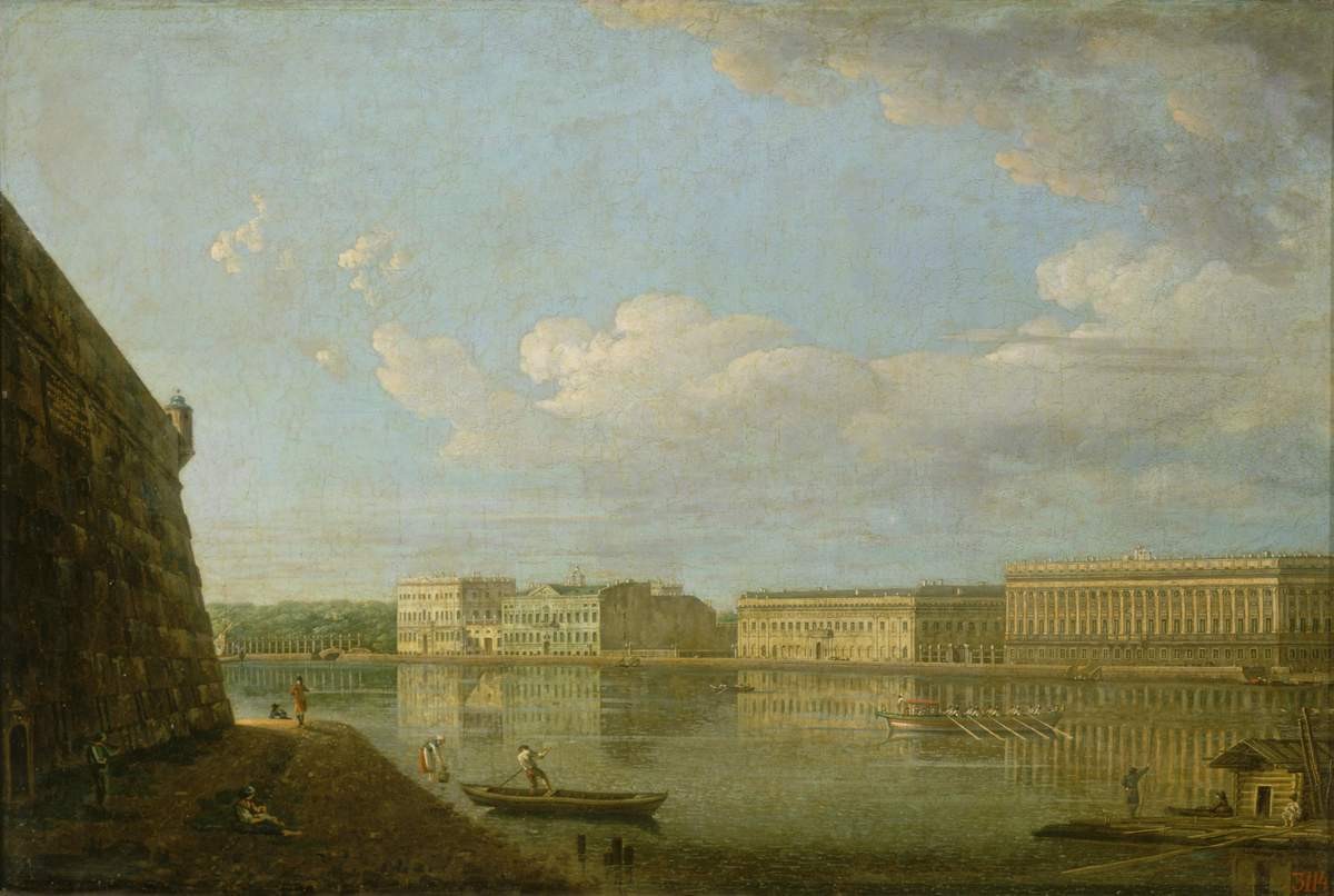 Вид Дворцовой набережной от Петропавловской крепости, Fyodor Alekseyev, 1790s