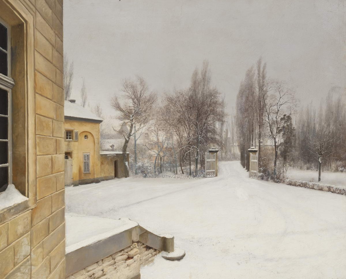Двор в усадьбе зимой, Gerhard Wilhelm von Reutern, 1840s