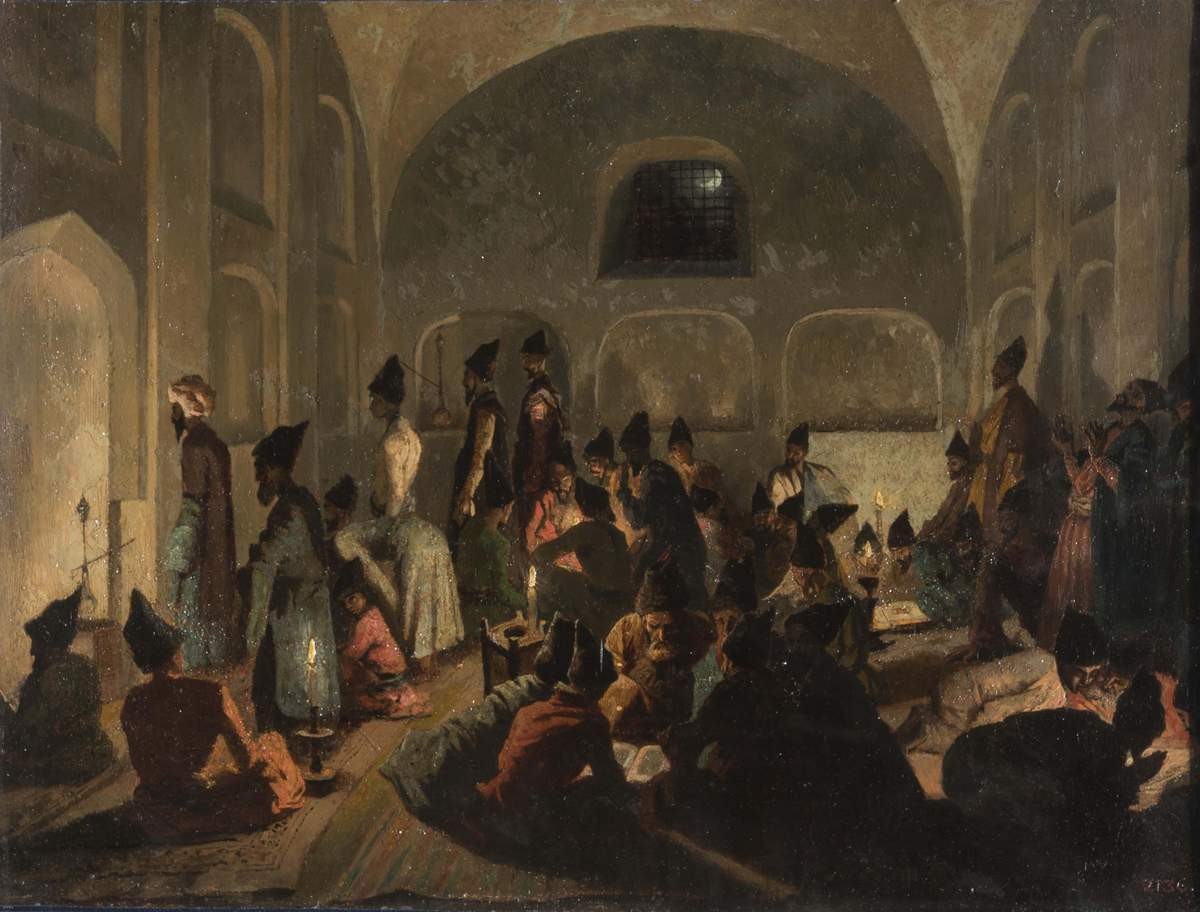 В персидской мечети в Эривани. Вечер во время Рамазана, Grigory Gagarin, between 1840 and 1847