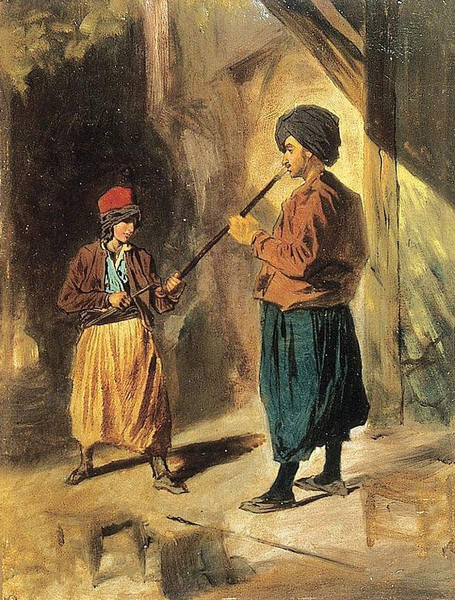 Турок с чубуком и мальчик, Grigory Gagarin, 1834–1835