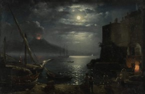 Неаполь в лунную ночь. Вид на Везувий от набережной Санта Лючия