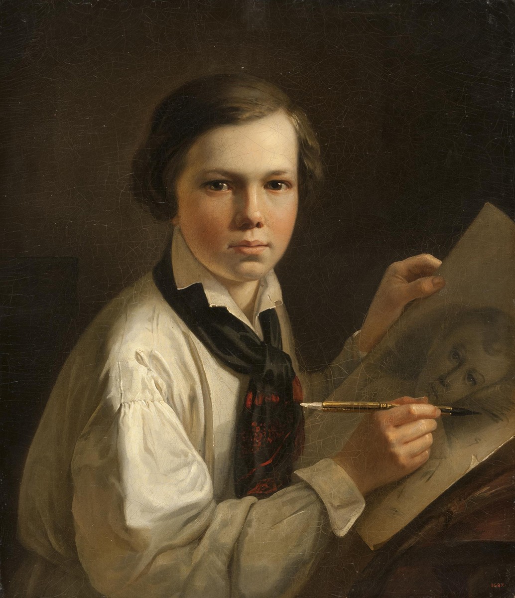 Портрет мальчика за мольбертом, 1840s