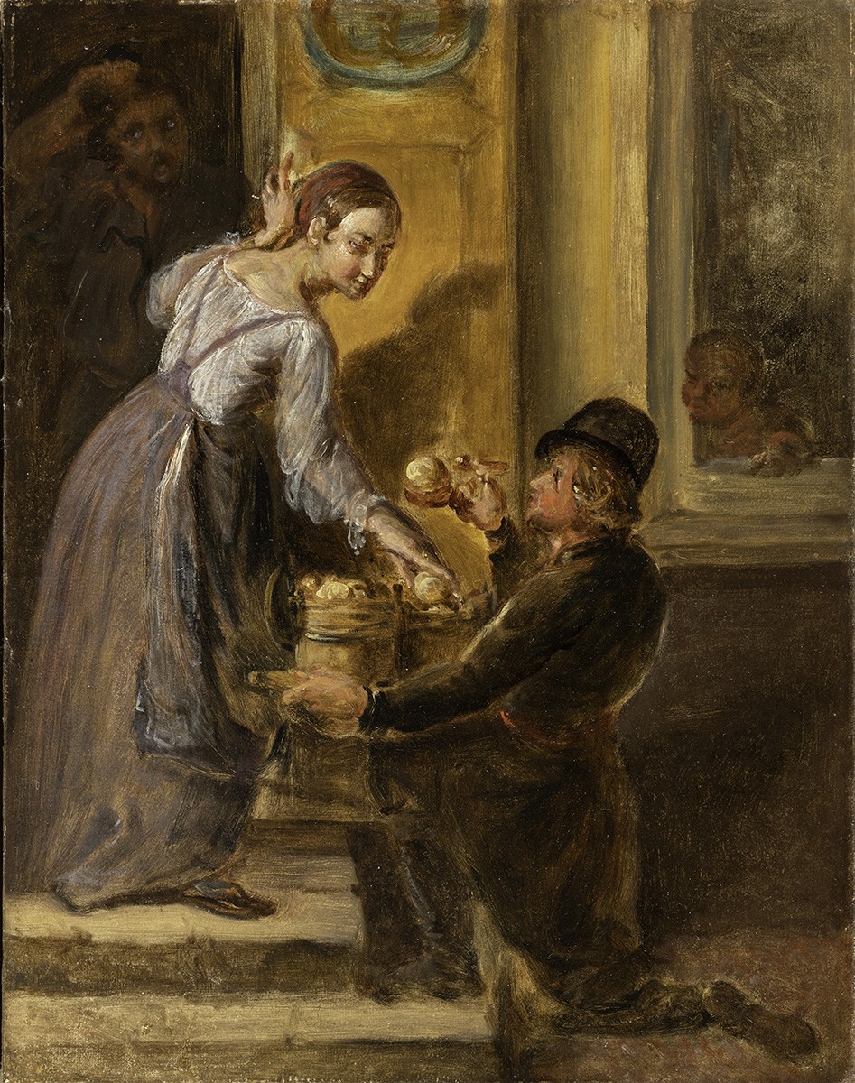 Покупка яблок у разносчика, Vasily Andreevich Tropinin, 1830s