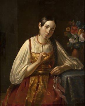 Девушка, ощипывающая цветок