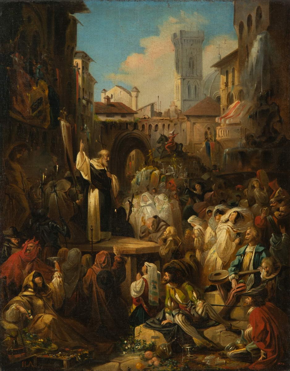 Проповедь Савонаролы во Флоренции, Nikolay Petrovich Lomtev, 1850s