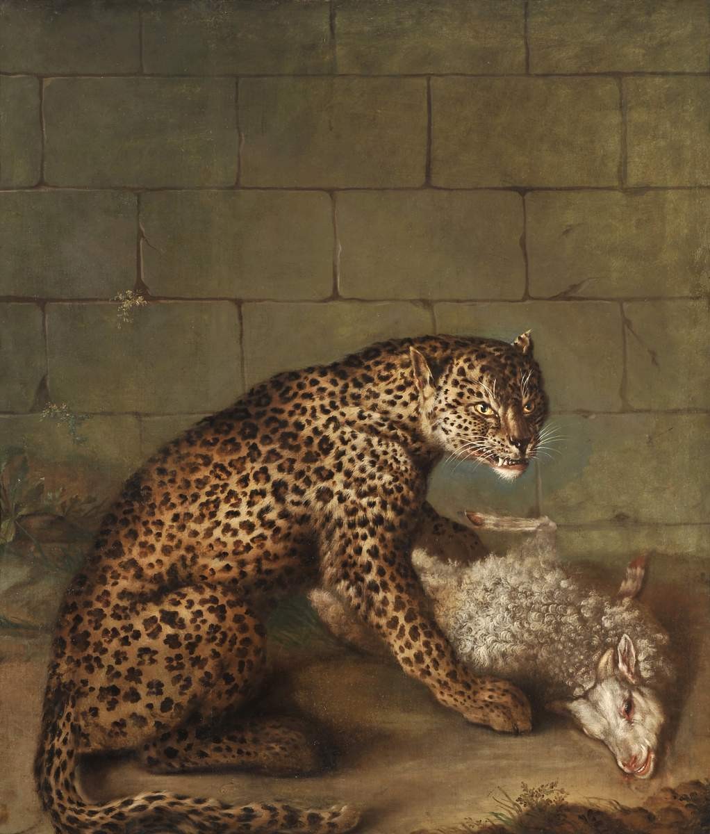Леопард с ягненком (барс, терзающий овцу), Groot Iogann Fridrikh, 1757
