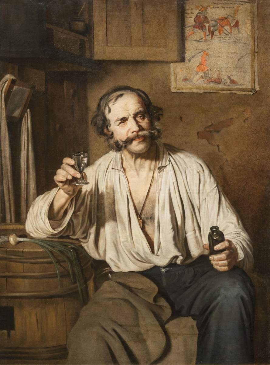 Солдат с рюмкой и штофом (Отставной солдат), Fyodor Strechkov, between 1845 and 1848
