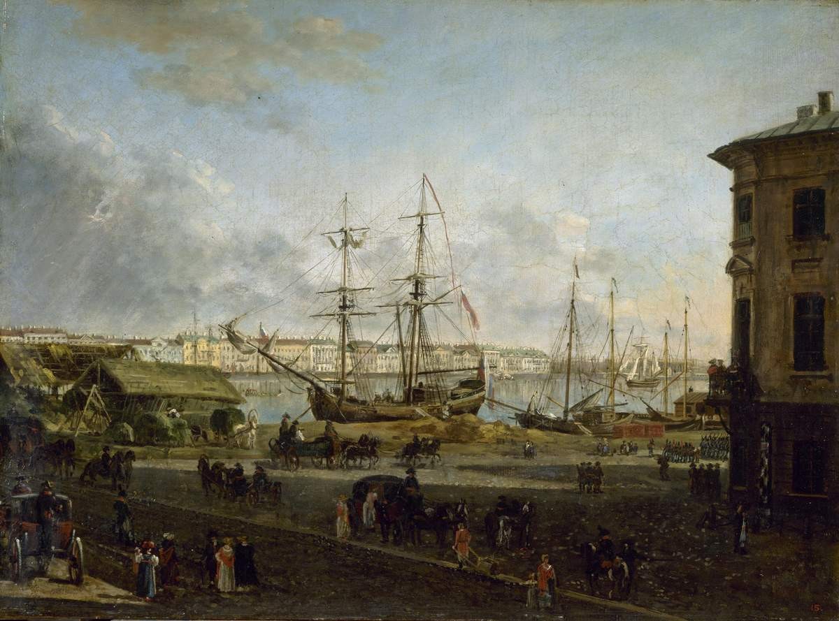 Вид Английской набережной со стороны Васильевского острова, Fyodor Alekseyev, 1810s