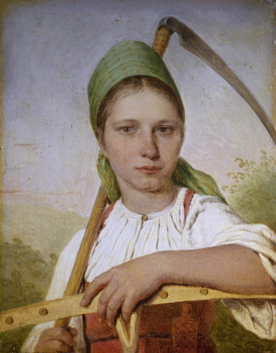 Крестьянка с косой и граблями (Пелагея), Alexey Venetsianov, no later than 1824
