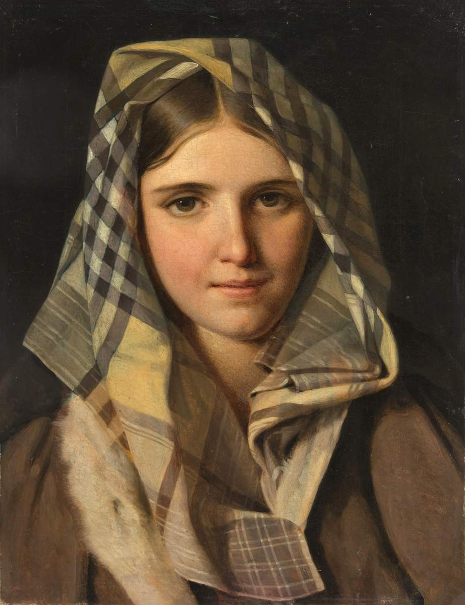 Девушка в платке, Alexey Venetsianov, late 1820s (?)