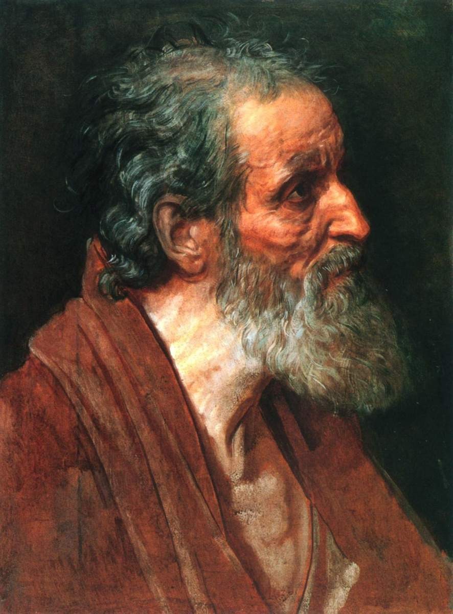 Полуфигура старика в коричневой одежде (в повороте апостола Андрея), Alexander Ivanov, 1833-1857