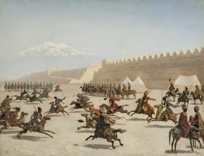 Джигитовка курдов и татар перед крепостью Сардар-Аббат в Армении