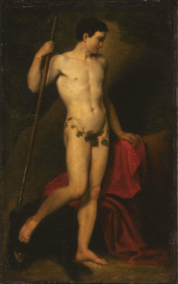 Обнаженный юноша с копьем, Karl Bryullov, 1810s