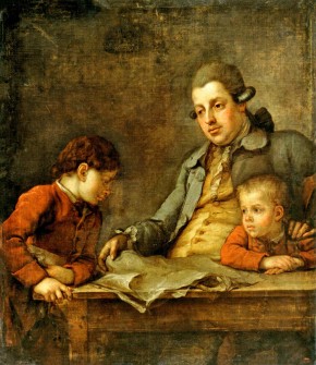 Portrait of the History and Geography Teacher Baudouin with Two Academy of Arts Pupils of the First and Third Grades