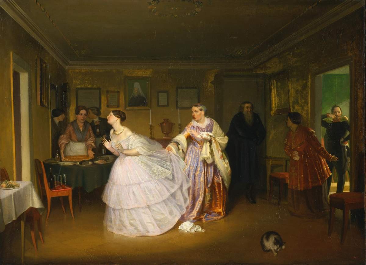 Сватовство майора (Смотрины в купеческом доме), Pavel Fedotov, c. 1851