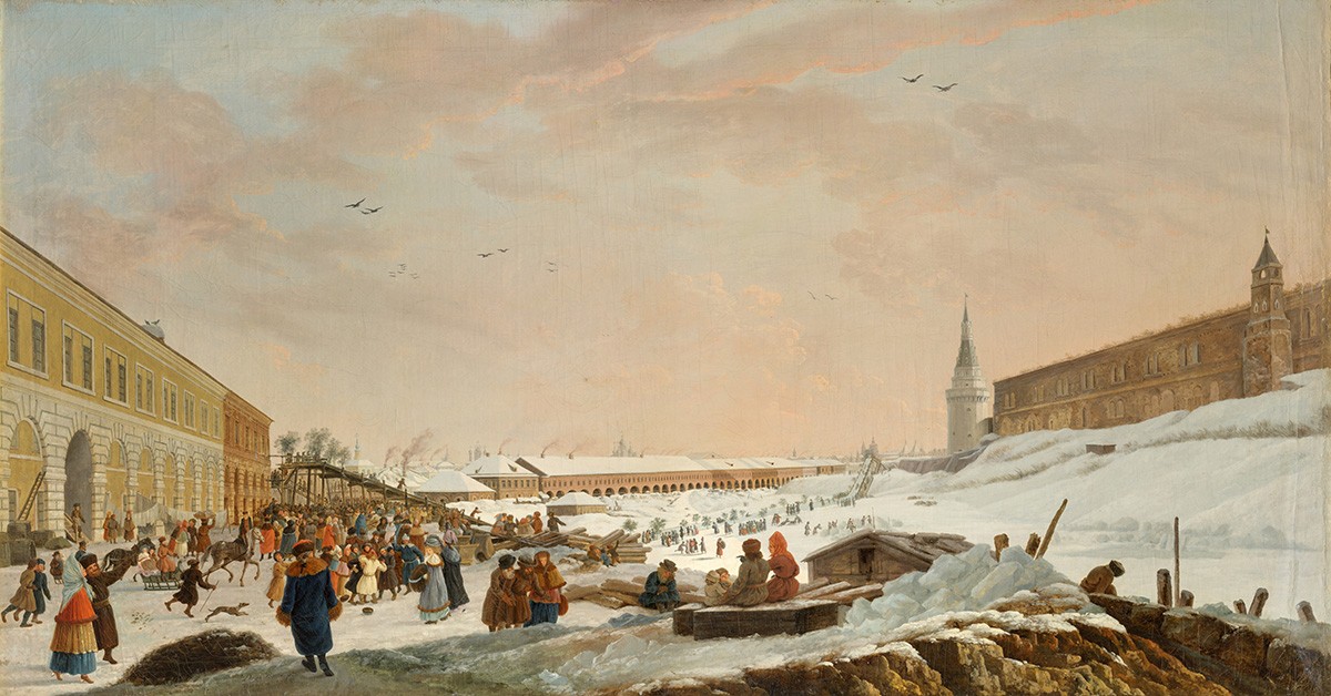 Ледяные горы в Москве на Неглинке во время Масленой недели, Gérard de la Barthe, 1795