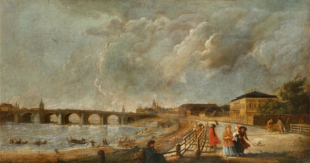 Вид на Каменный мост со стороны Водовзводной башни, Gérard de la Barthe, 1796