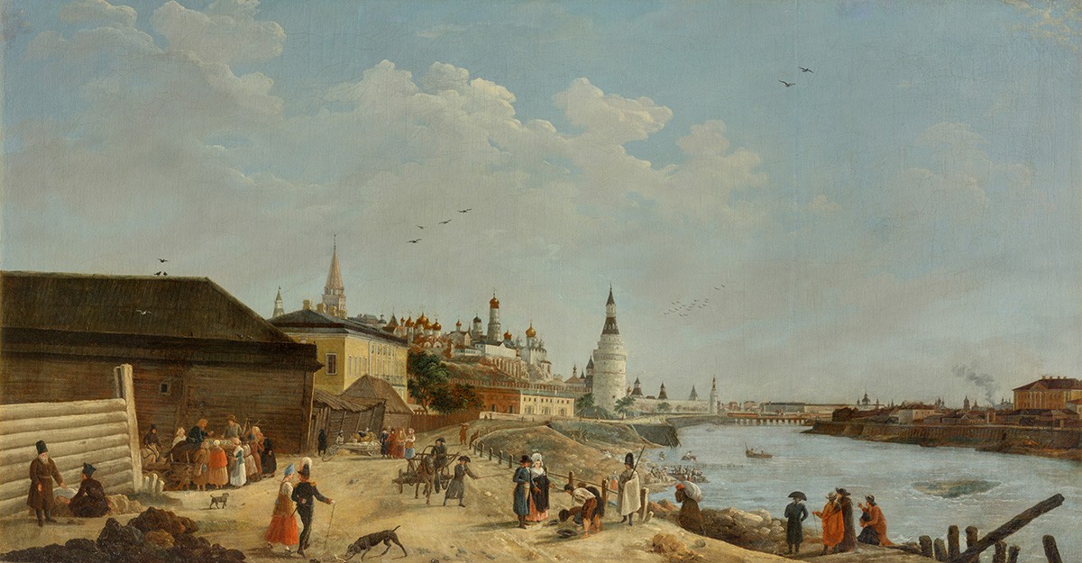 Вид на Кремль от Каменного моста в Москве, Gérard de la Barthe, 1794