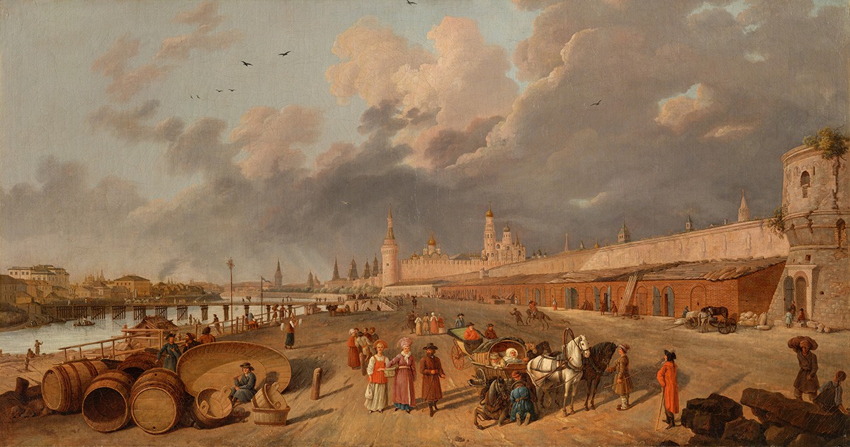 Вид на Москворецкий мост и Кремль, Gérard de la Barthe, 1796