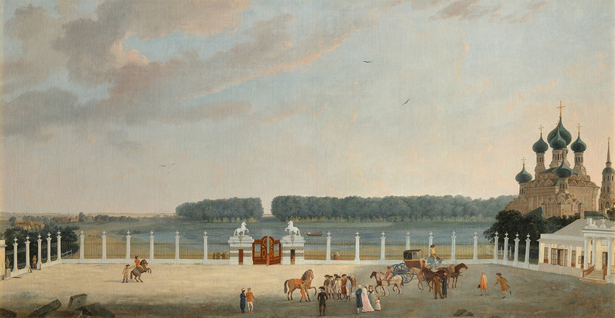 Вид с балкона Останкинского дворца под Москвой, Gérard de la Barthe, 1798