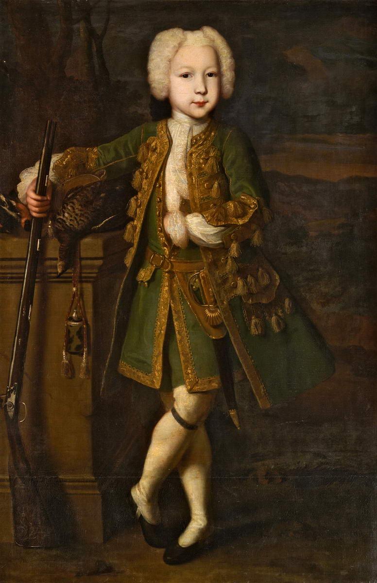 Портрет мальчика в охотничьем костюме, Louis Caravaque, late 1720s − early 1730s
