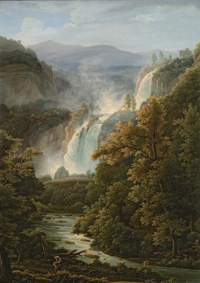 Водопад в Тиволи. Вид от виллы Мецената, Fyodor Matveyev, 1819