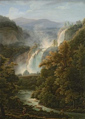 Водопад в Тиволи. Вид от виллы Мецената