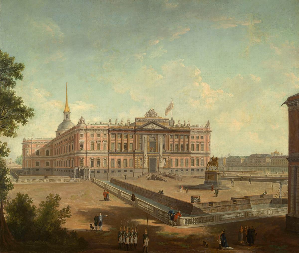 Вид на Михайловский замок и площадь Коннетабля в Петербурге, Fyodor Alekseyev, 1800
