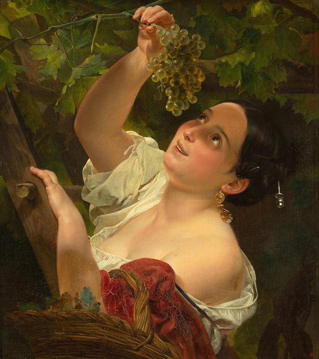 Итальянский полдень (Итальянка, снимающая виноград), Karl Bryullov, 1827