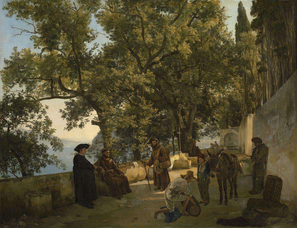 Терраса на берегу моря. Капуччини близ Сорренто, Sylvester Shchedrin, 1827