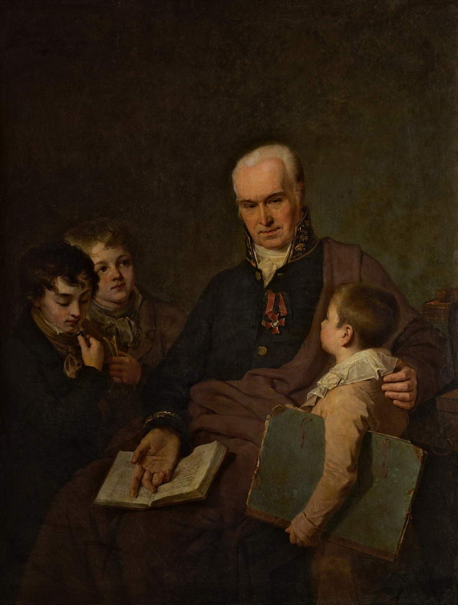 Портрет К. И. Головачевского с тремя воспитанниками Академии, Alexey Venetsianov, 1811